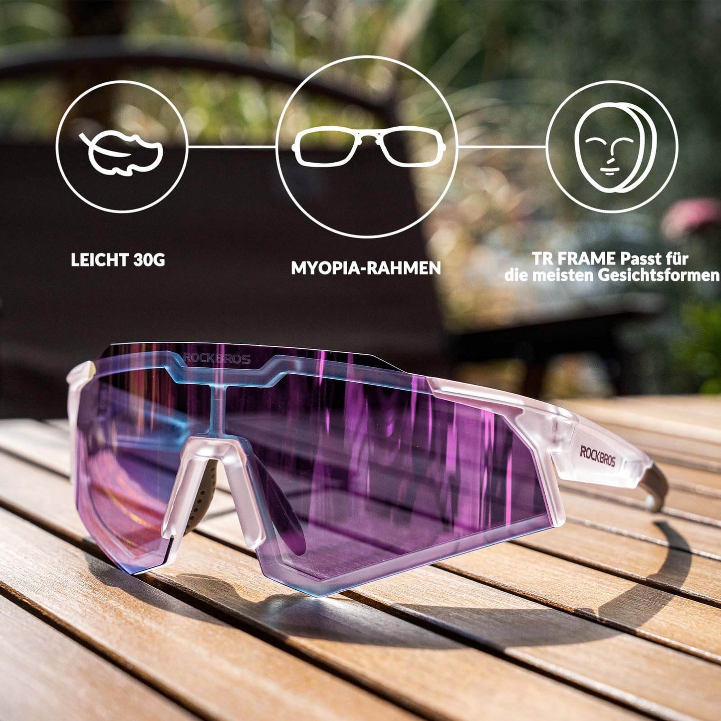 ROCKBROS Sonnenbrille Fahrradbrille Selbsttönend Outdoor UV400 Schutz