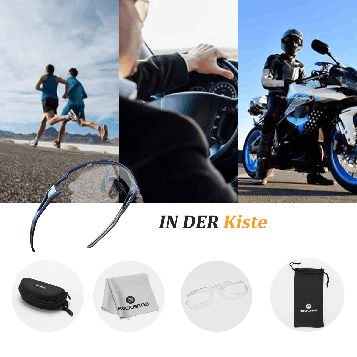 ROCKBROS Sonnenbrille für Männer & Frauen UV-Schutz Fahrradbrille