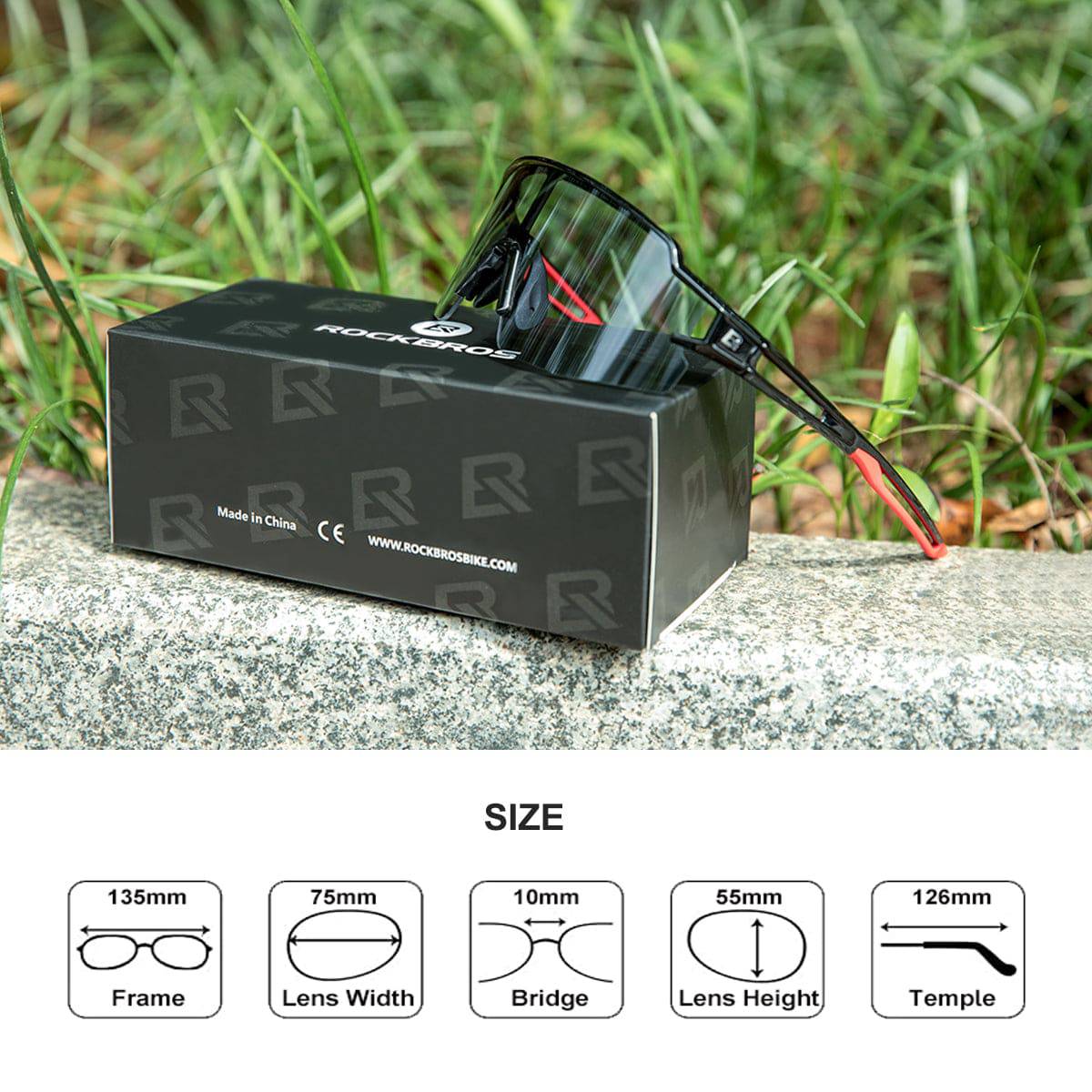 ROCKBROS Sonnenbrille für Männer & Frauen UV-Schutz Fahrradbrille