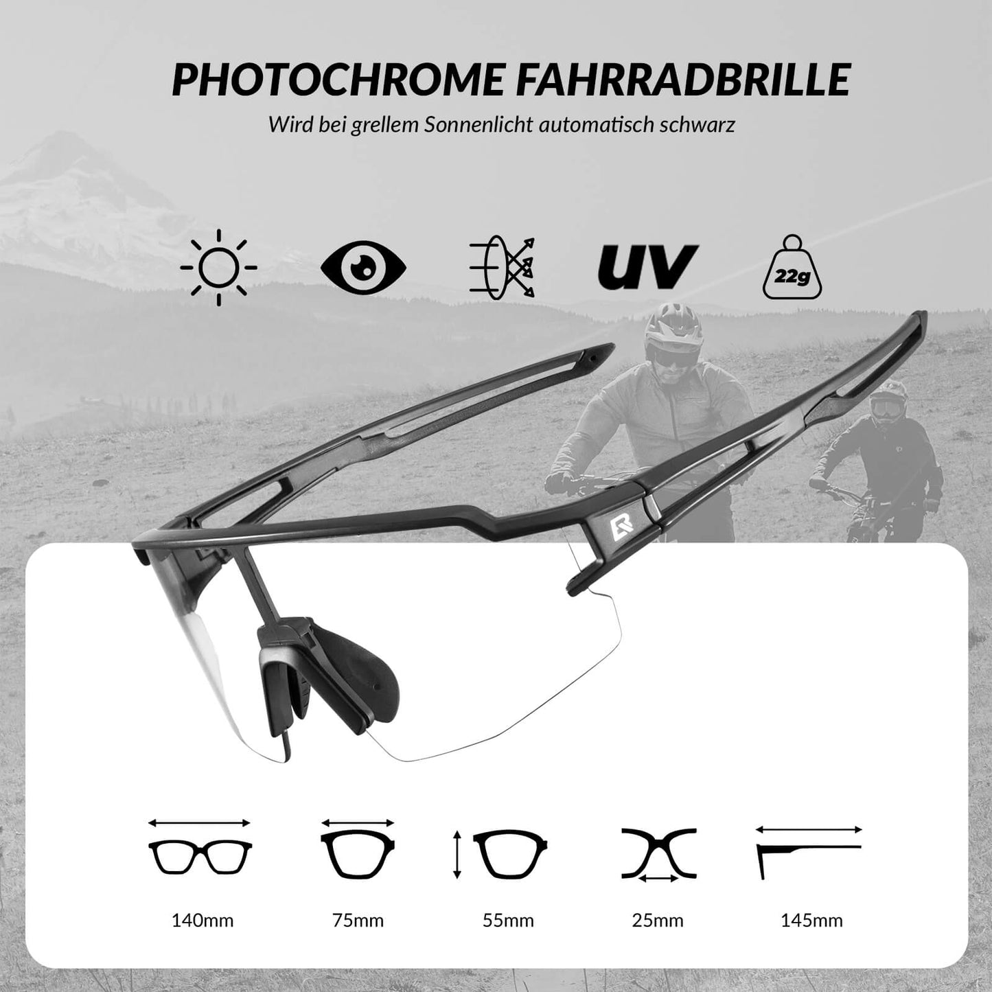 ROCKBROS Sonnenbrille für Männer & Frauen UV-Schutz Fahrradbrille