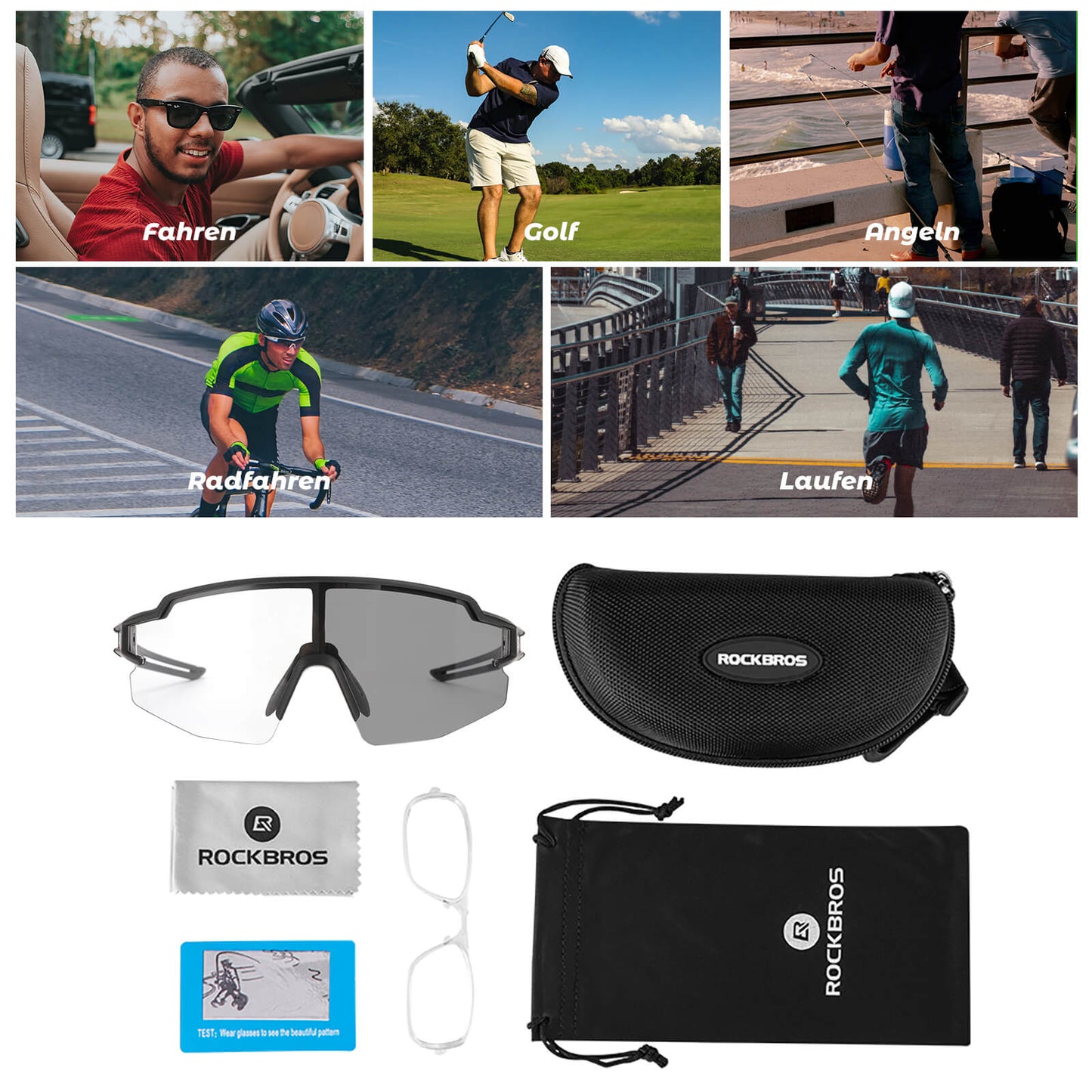 ROCKBROS Sonnenbrille für Männer & Frauen UV-Schutz Fahrradbrille