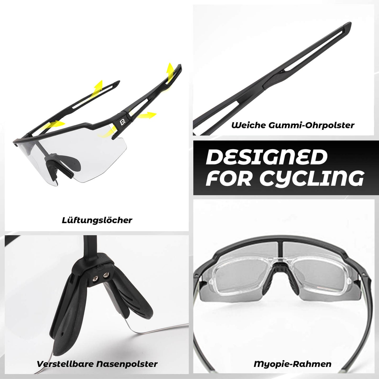 ROCKBROS Sonnenbrille für Männer & Frauen UV-Schutz Fahrradbrille