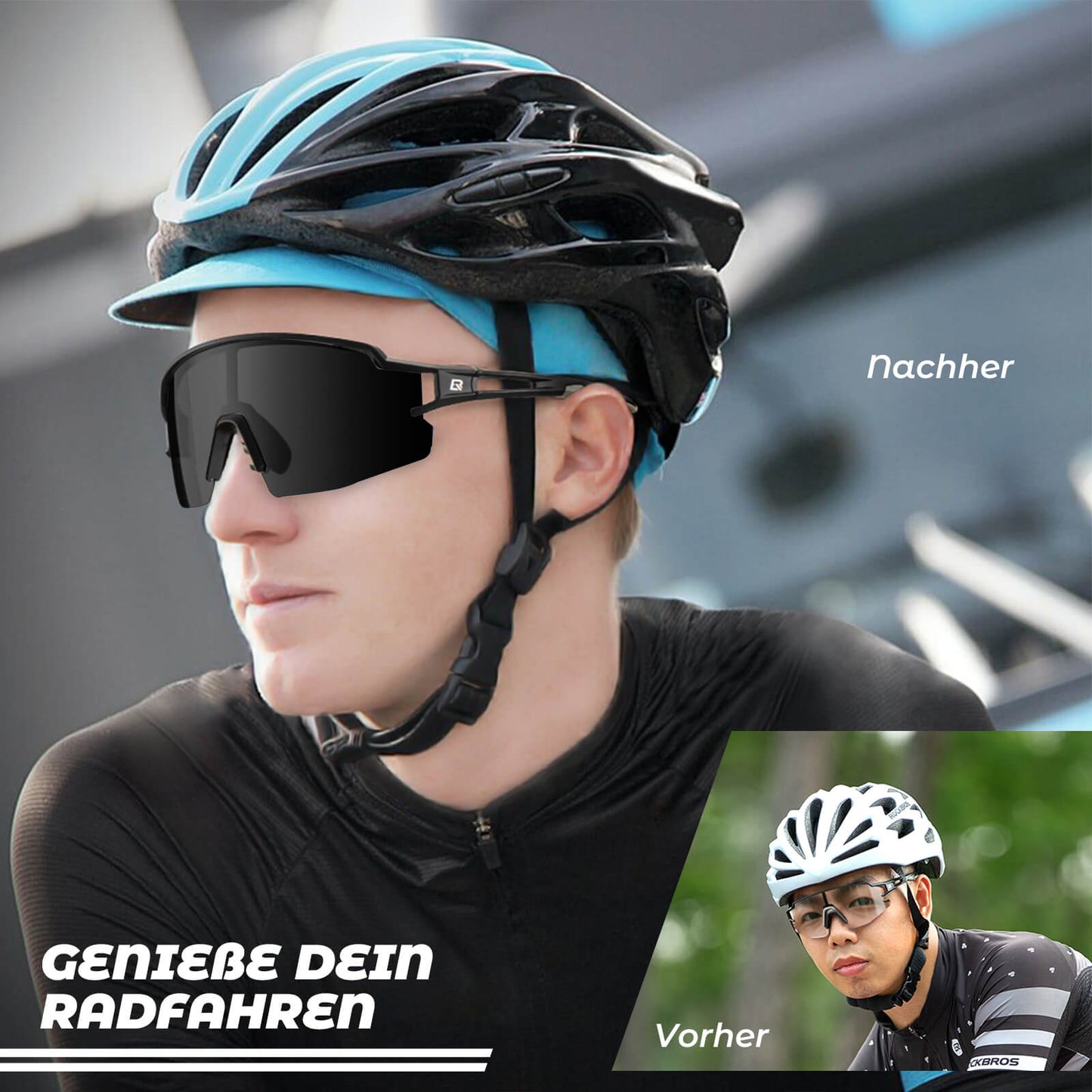 ROCKBROS Sonnenbrille für Männer & Frauen UV-Schutz Fahrradbrille