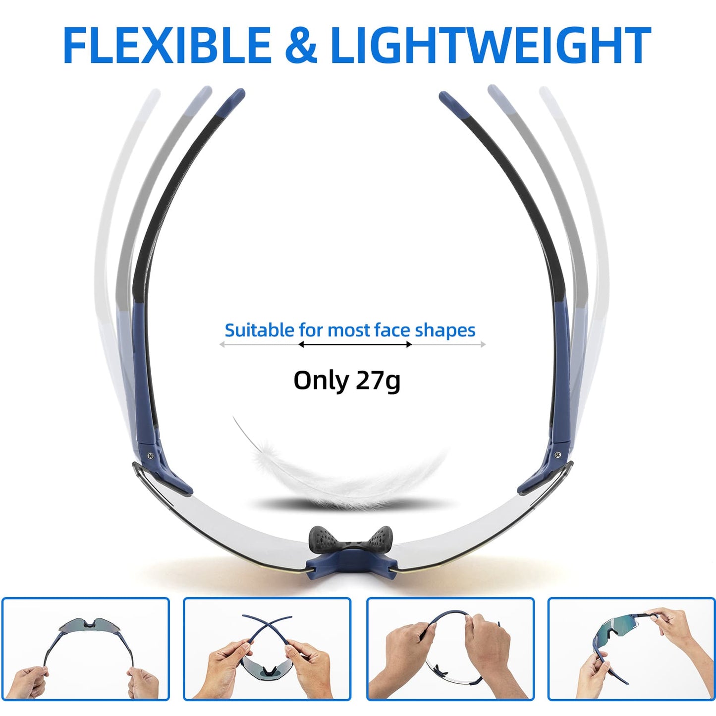 ROCKBROS Sonnenbrille UV400 Schutz Radsportbrille für Damen/Herren