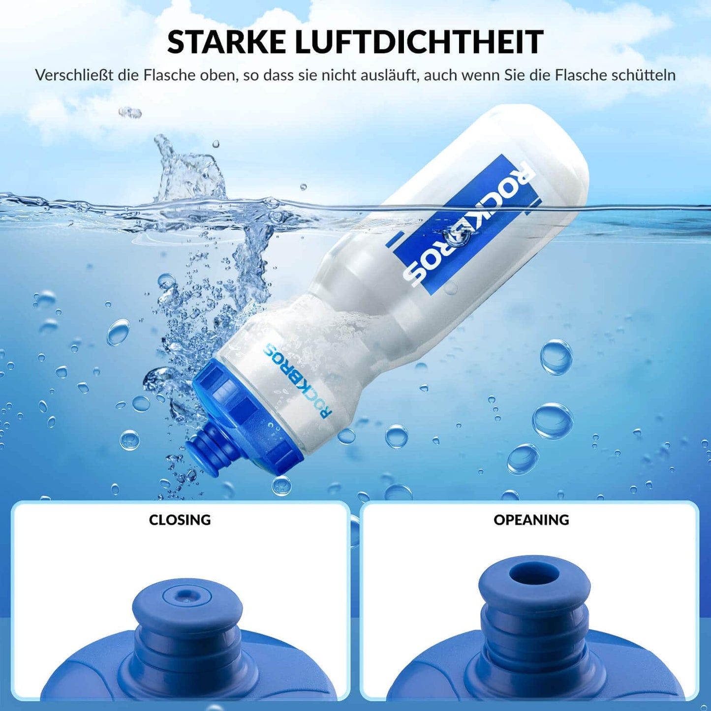 ROCKBROS Sport Trinkflasche 750ml Fahrrad Wasserflasche BPA-Frei
