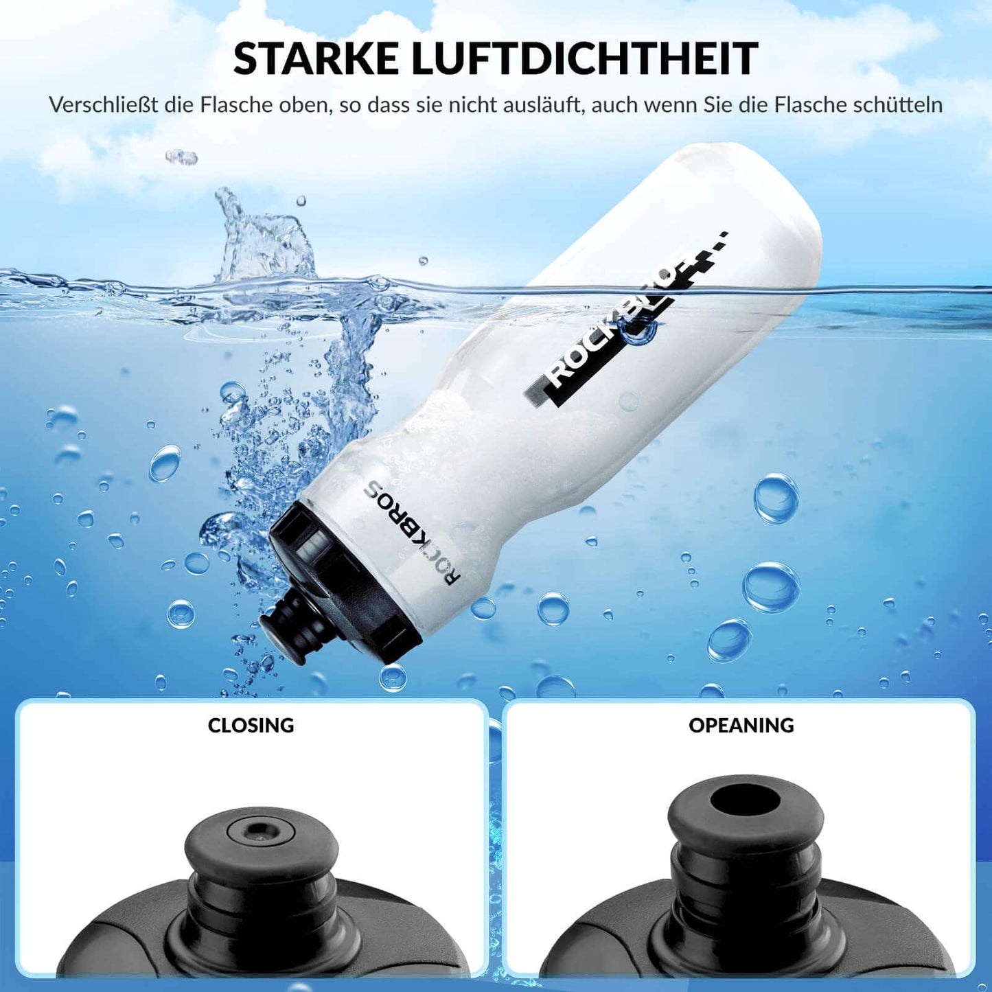 ROCKBROS Sport Trinkflasche 750ml Fahrrad Wasserflasche BPA-Frei