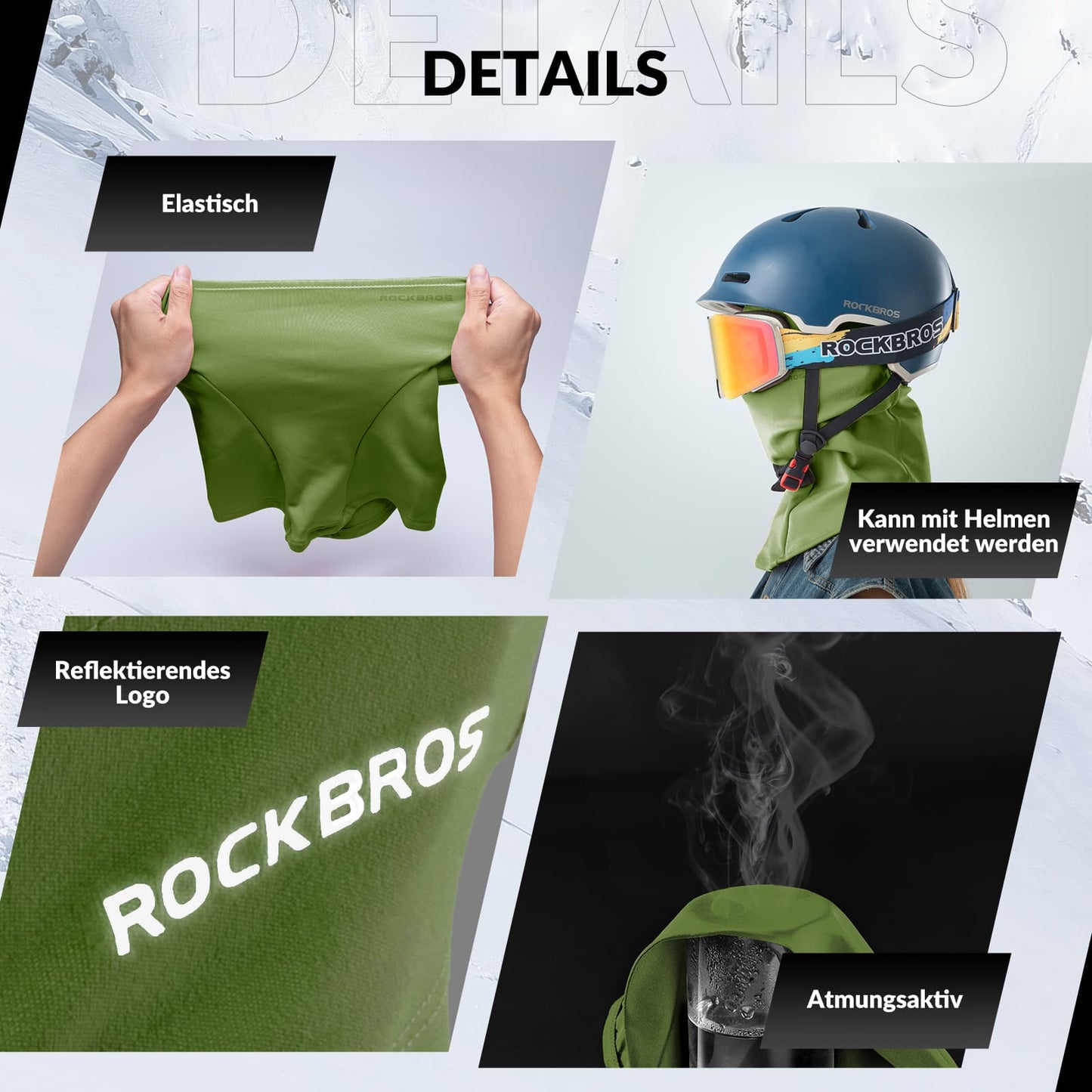 ROCKBROS Sturmhaube 2er Set Herbst Winter Balaclava für Outdoorsports Unisex