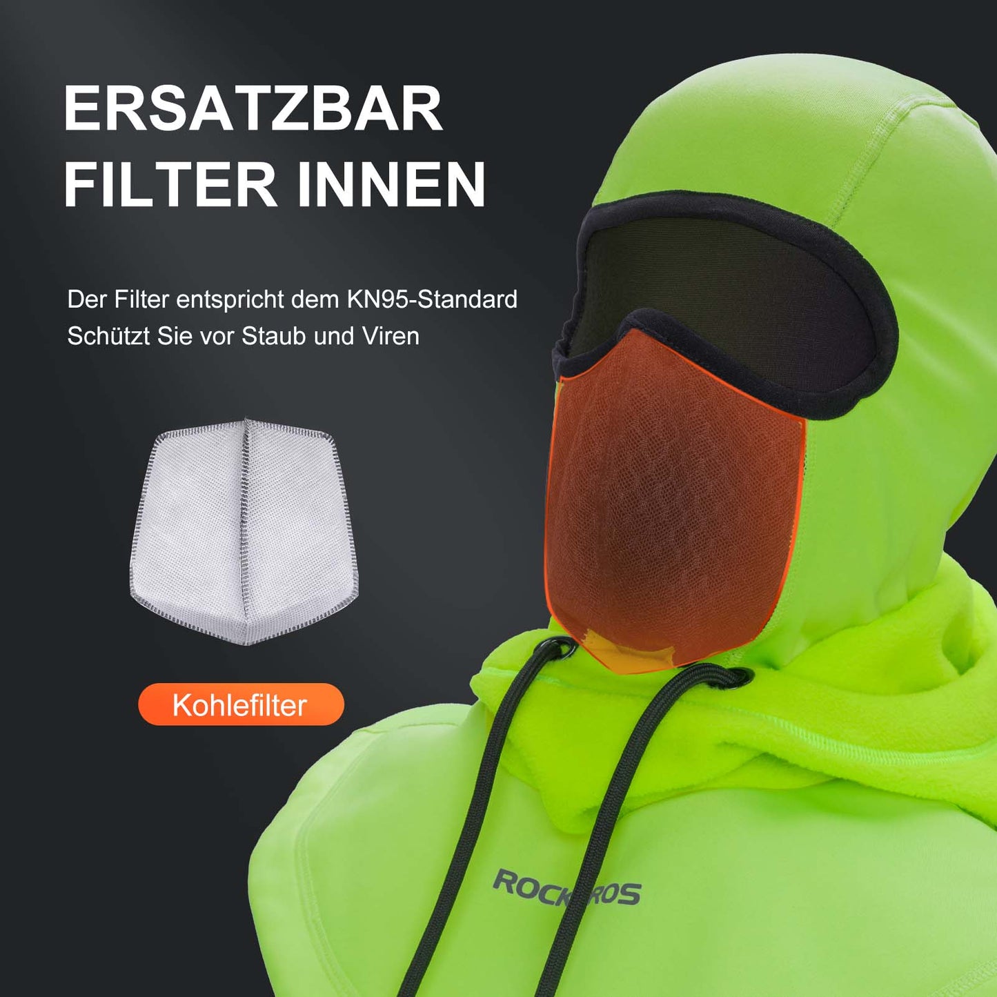 ROCKBROS Sturmhaube Winddicht Fahrrad Full Face Gesichtshaube für Radfahren Skifahren