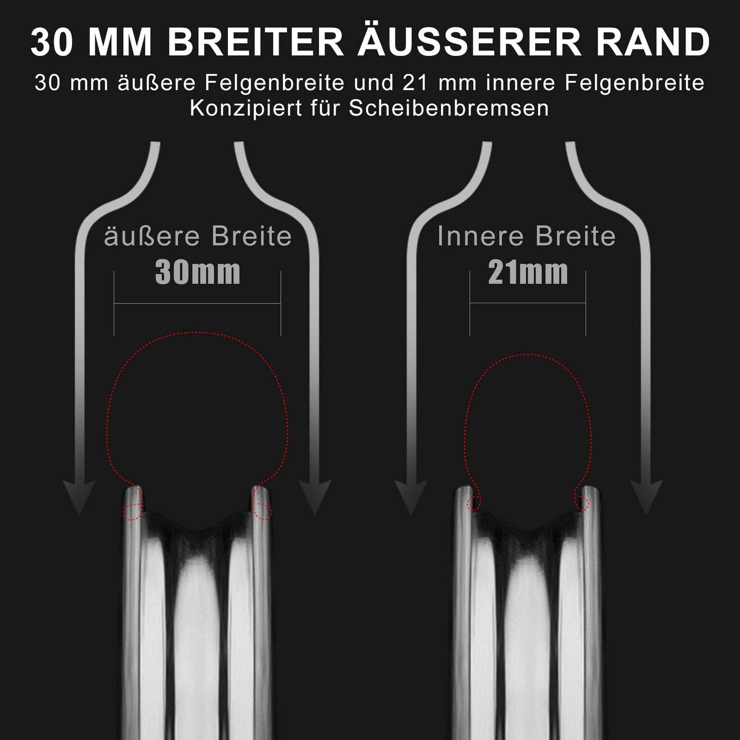 ROCKBROS T700 Carbon Laufradsatz 55mm Scheibenbremse Steckachse Laufrad Set für Rennrad Inklusive Vakuum-Reifenkissen