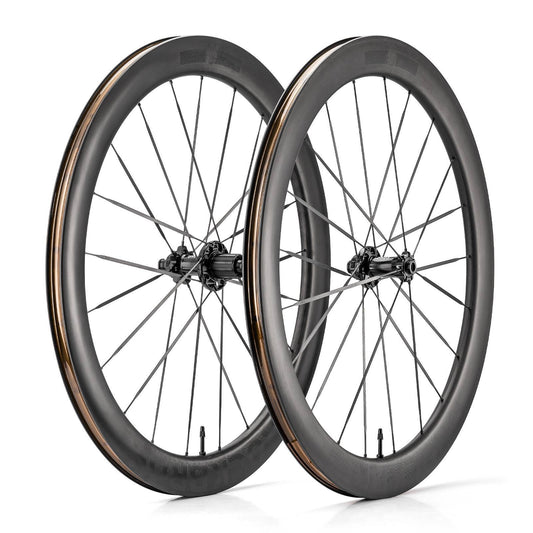 ROCKBROS T700 Carbon Laufradsatz 55mm Scheibenbremse Steckachse Laufrad Set für Rennrad Inklusive Vakuum-Reifenkissen