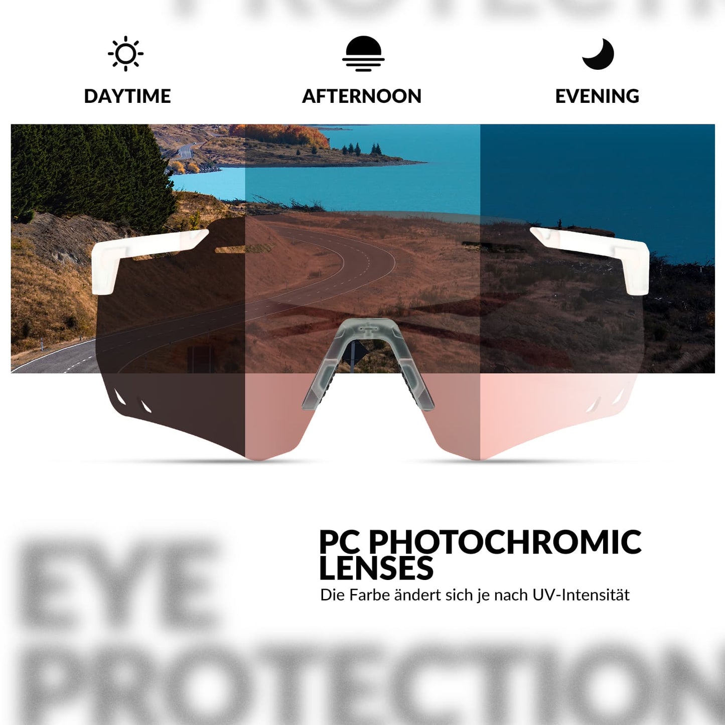 ROCKBROS Ultraleicht Fahrradbrille Selbsttönende Sonnenbrille mit UV400-Schutz