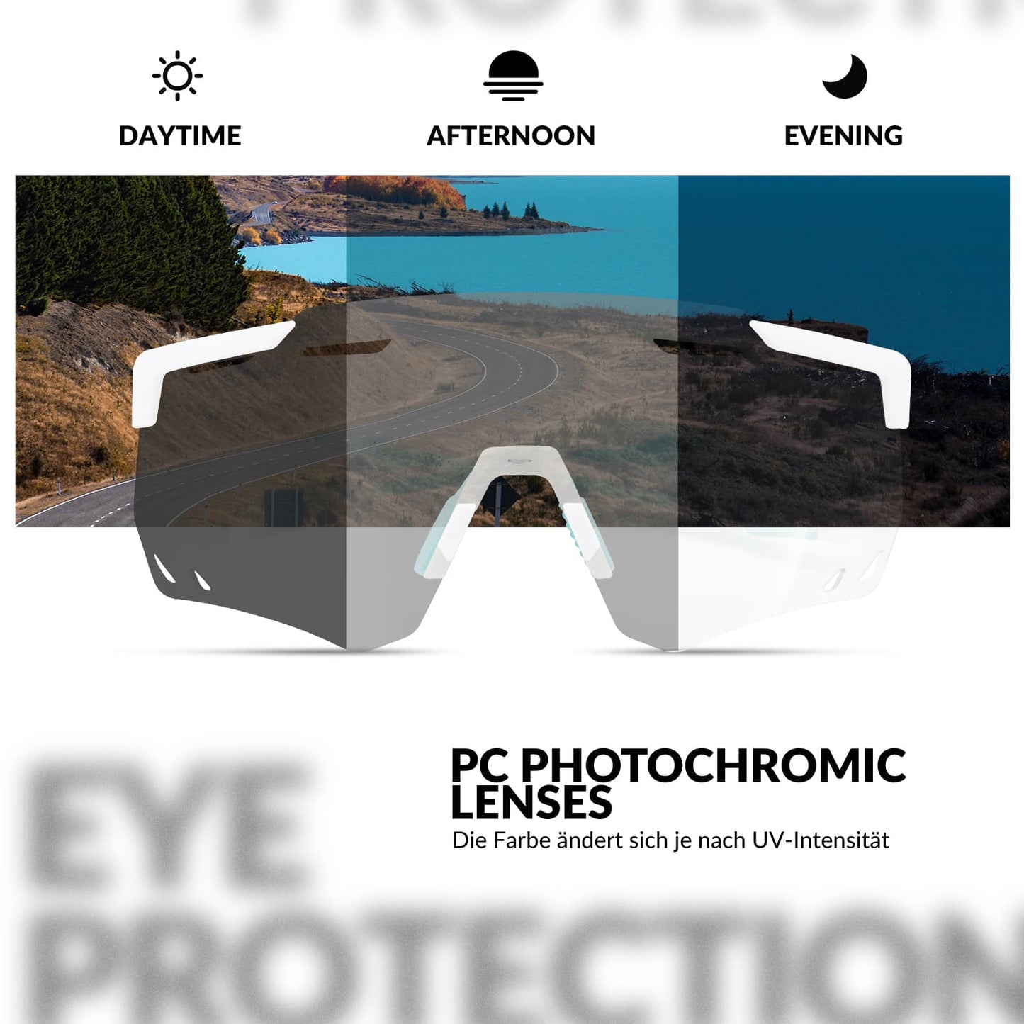 ROCKBROS Ultraleicht Fahrradbrille Selbsttönende Sonnenbrille mit UV400-Schutz