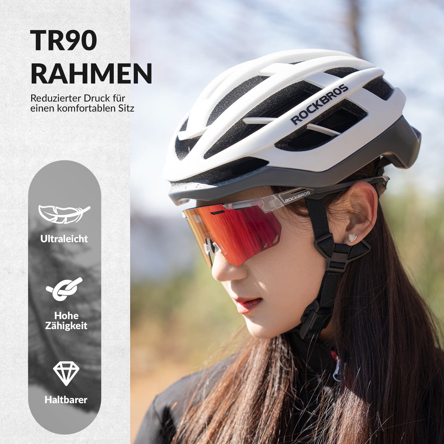 ROCKBROS Ultraleicht Fahrradbrille Selbsttönende Sonnenbrille mit UV400-Schutz