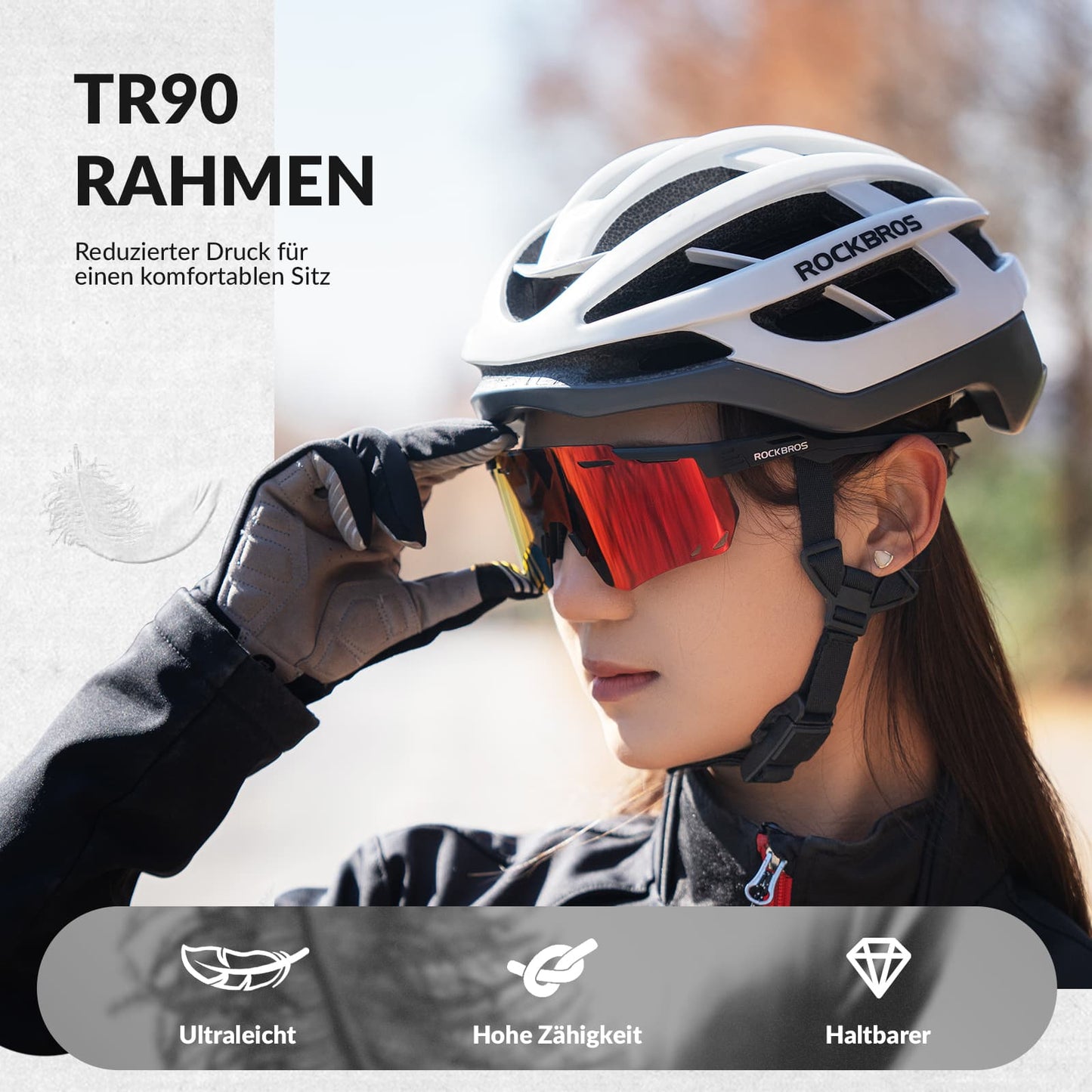 ROCKBROS Ultraleicht Fahrradbrille Selbsttönende Sonnenbrille mit UV400-Schutz