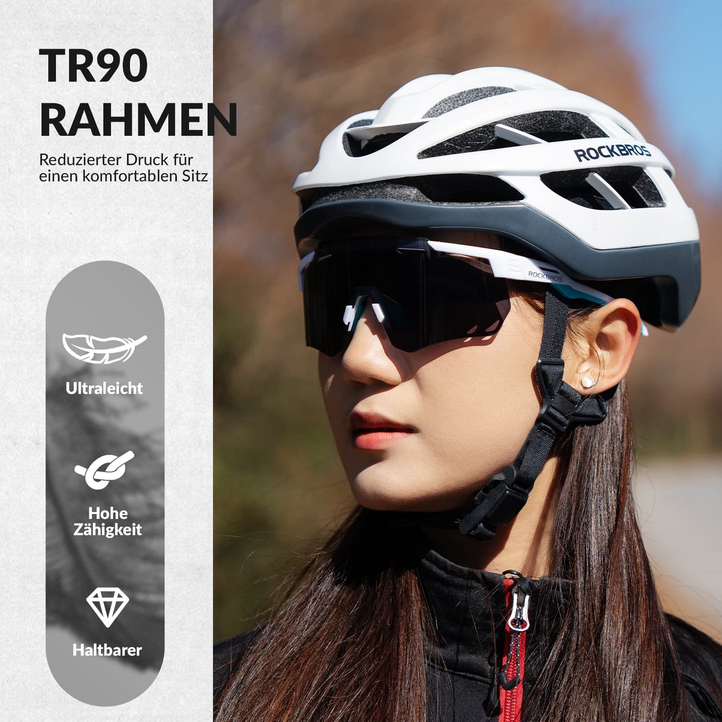 ROCKBROS Ultraleicht Fahrradbrille Selbsttönende Sonnenbrille mit UV400-Schutz
