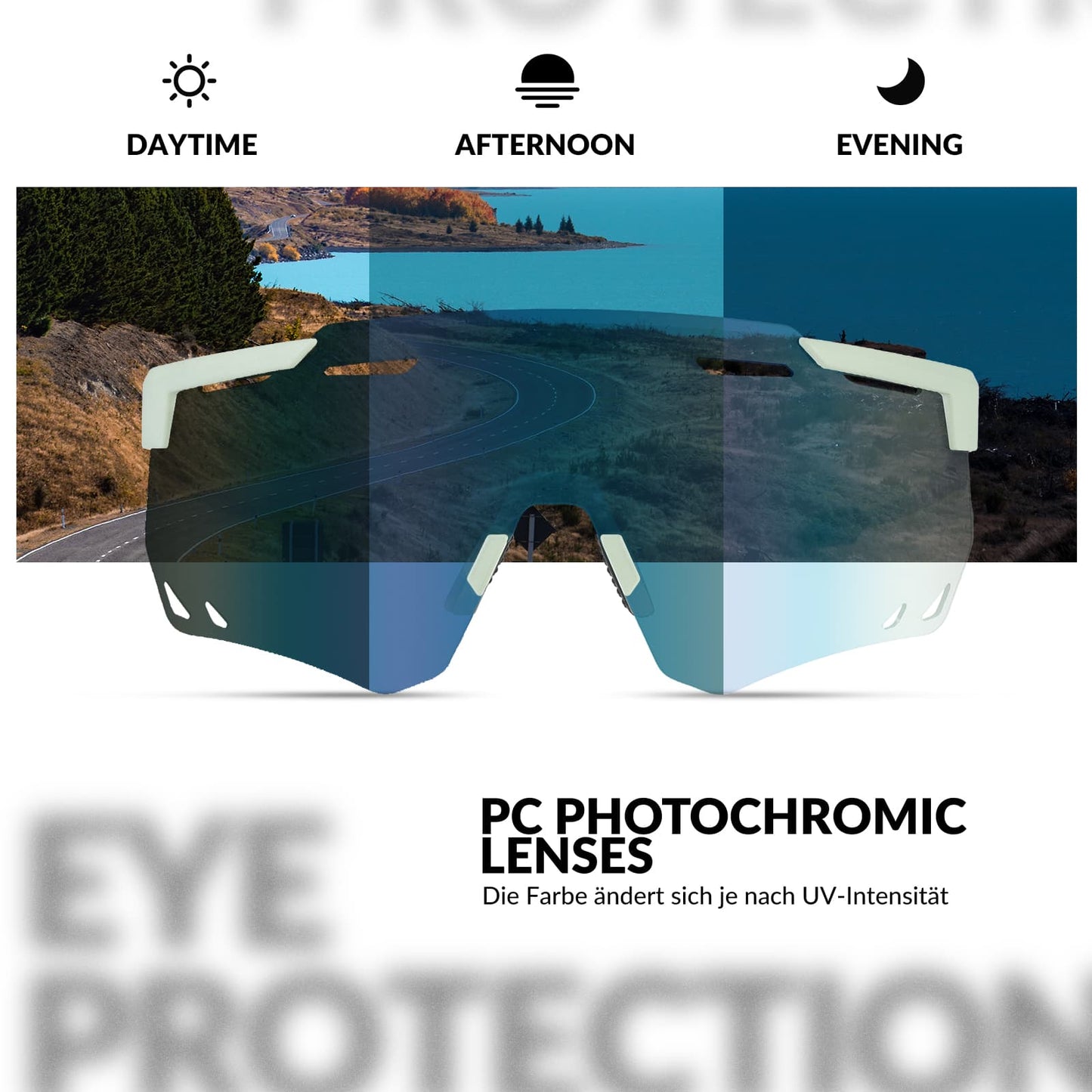 ROCKBROS Ultraleicht Fahrradbrille Selbsttönende Sonnenbrille mit UV400-Schutz
