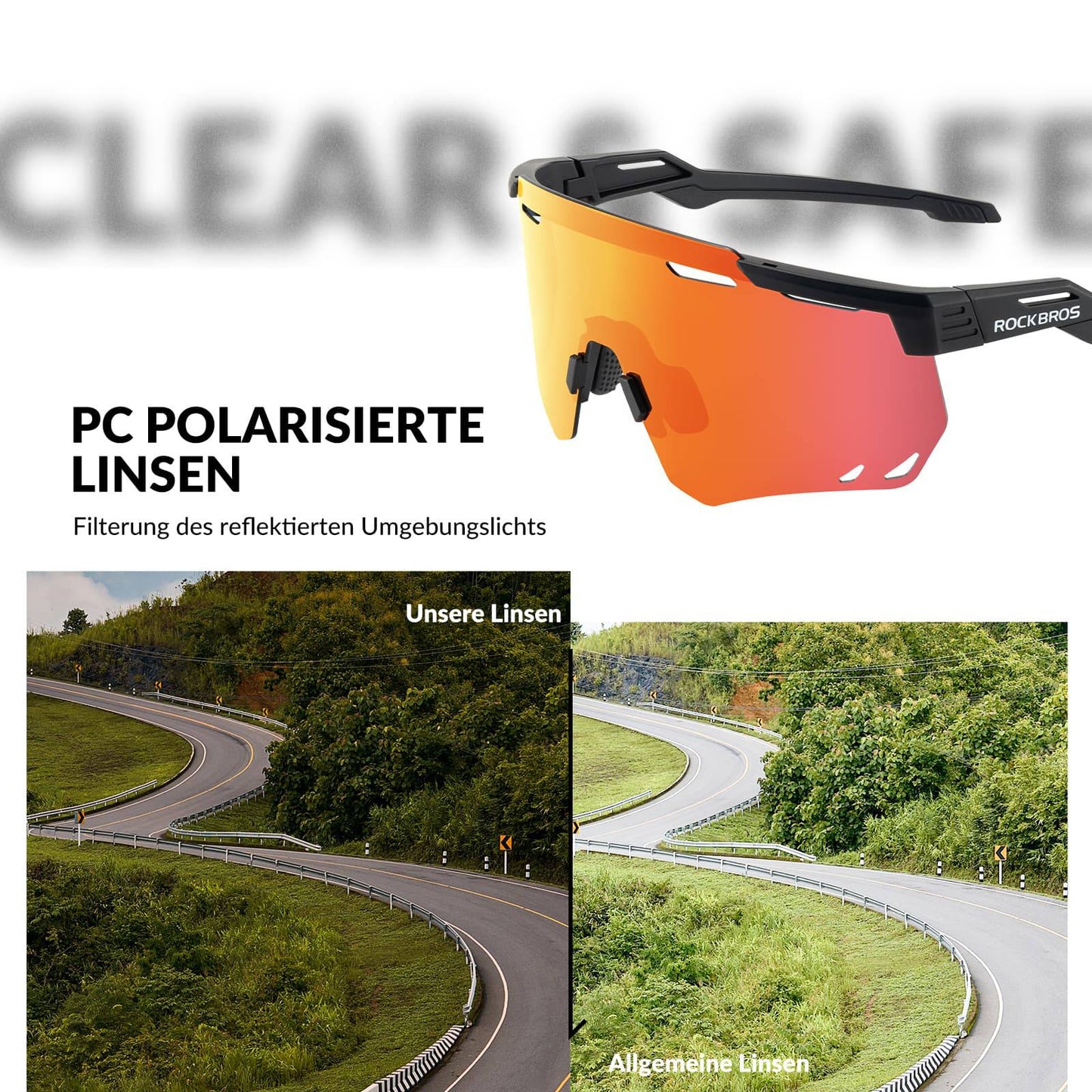 ROCKBROS Ultraleicht Fahrradbrille Selbsttönende Sonnenbrille mit UV400-Schutz