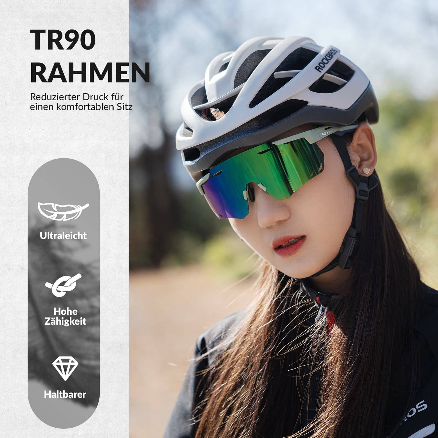 ROCKBROS Ultraleicht Fahrradbrille Selbsttönende Sonnenbrille mit UV400-Schutz