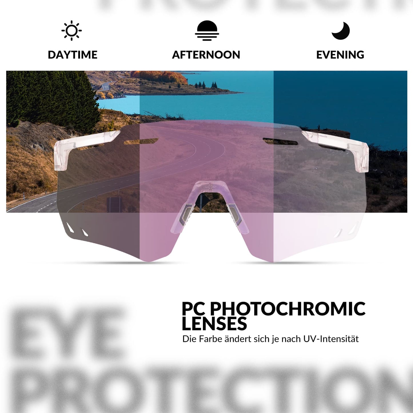 ROCKBROS Ultraleicht Fahrradbrille Selbsttönende Sonnenbrille mit UV400-Schutz