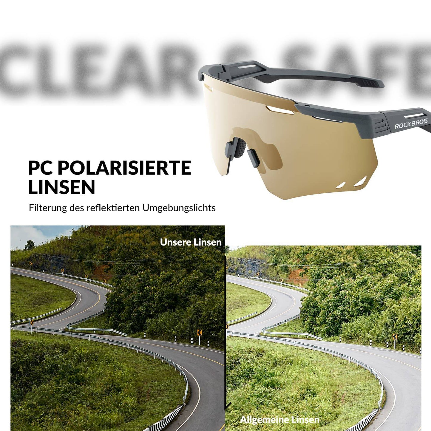 ROCKBROS Ultraleicht Fahrradbrille Selbsttönende Sonnenbrille mit UV400-Schutz