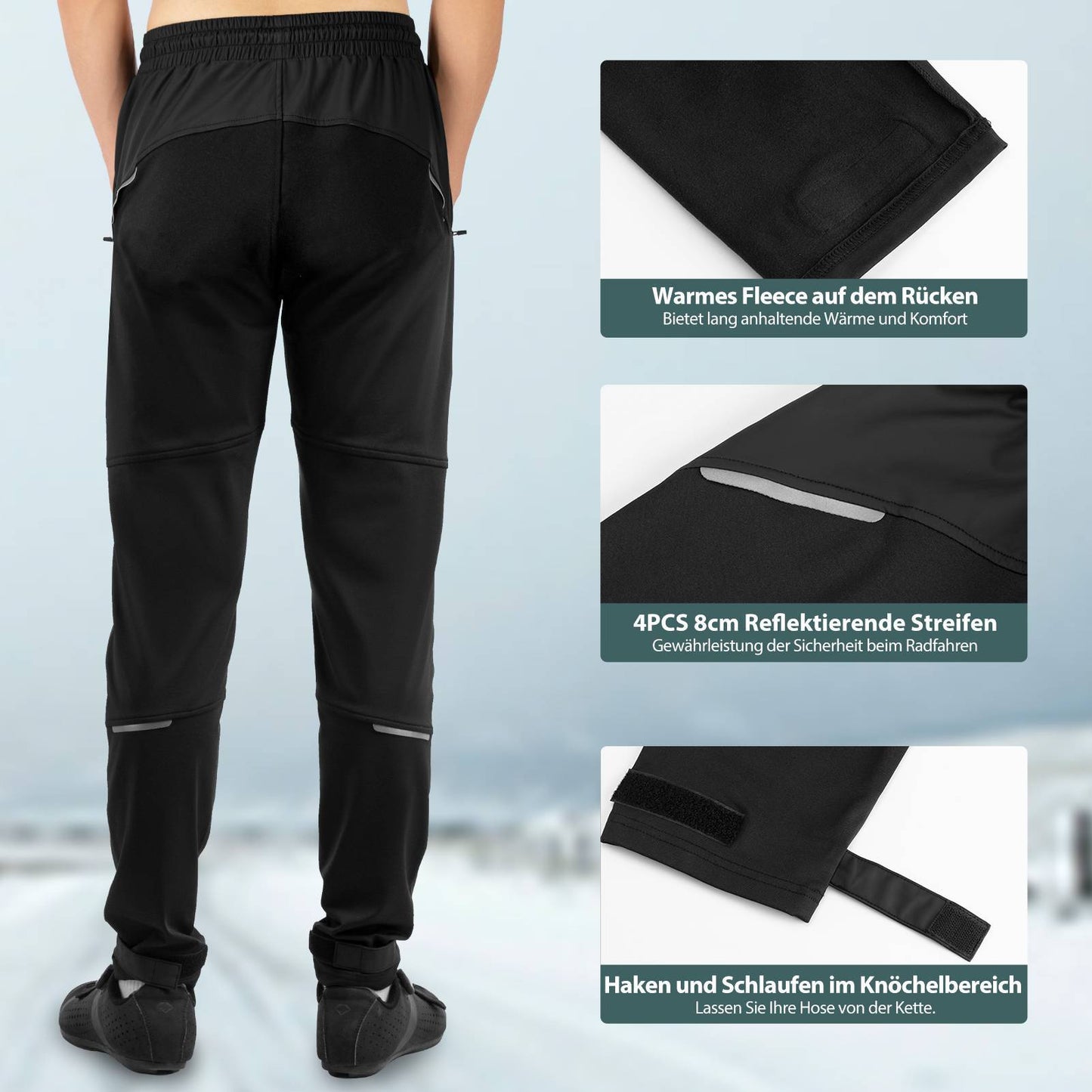 ROCKBROS Wasserabweisend Fahrradhose Herren Lange Radhose Winddicht & Warm