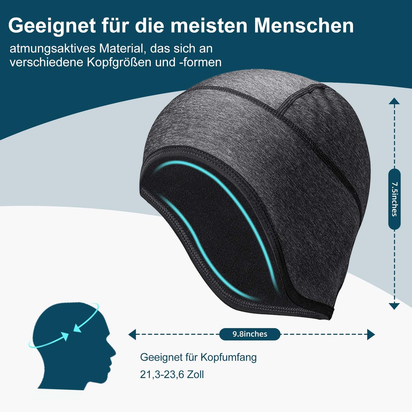 ROCKBROS Winter Fahrradmütze Helm Unterziehmütze mit reflektierendes Logo