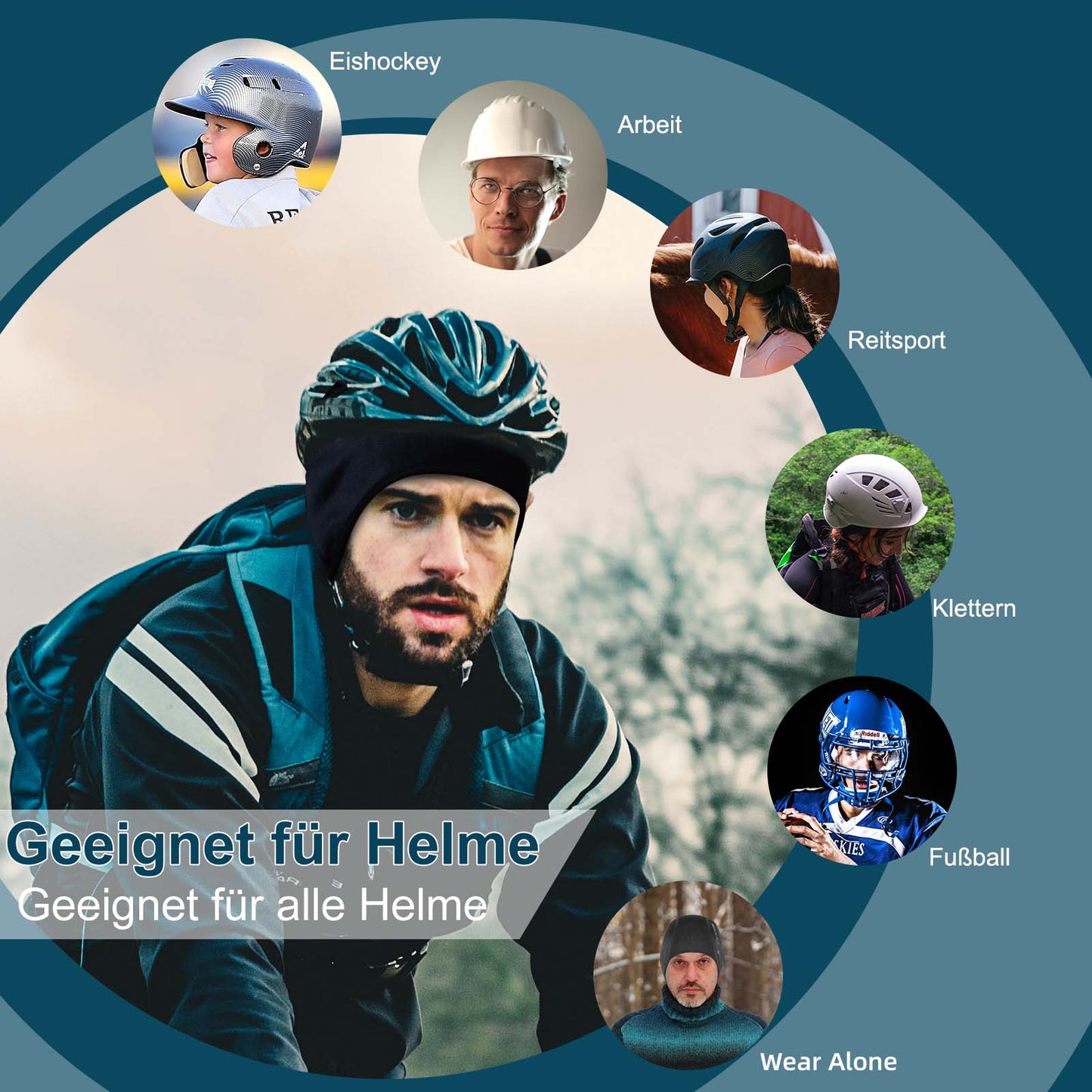 ROCKBROS Winter Fahrradmütze Helm Unterziehmütze mit reflektierendes Logo