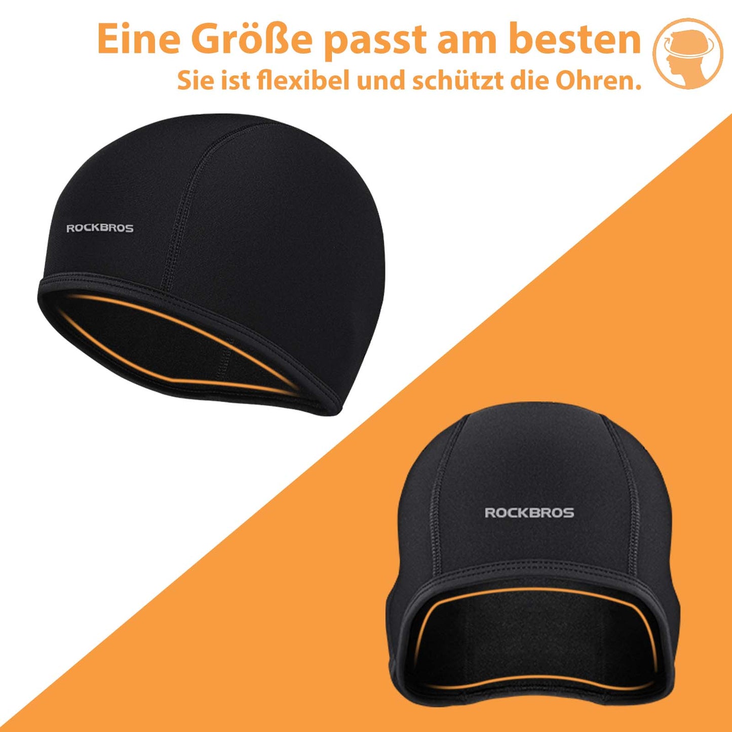 ROCKBROS Winter Laufmütze Fahrrad Mütze aus Fleece schweißfest und warm