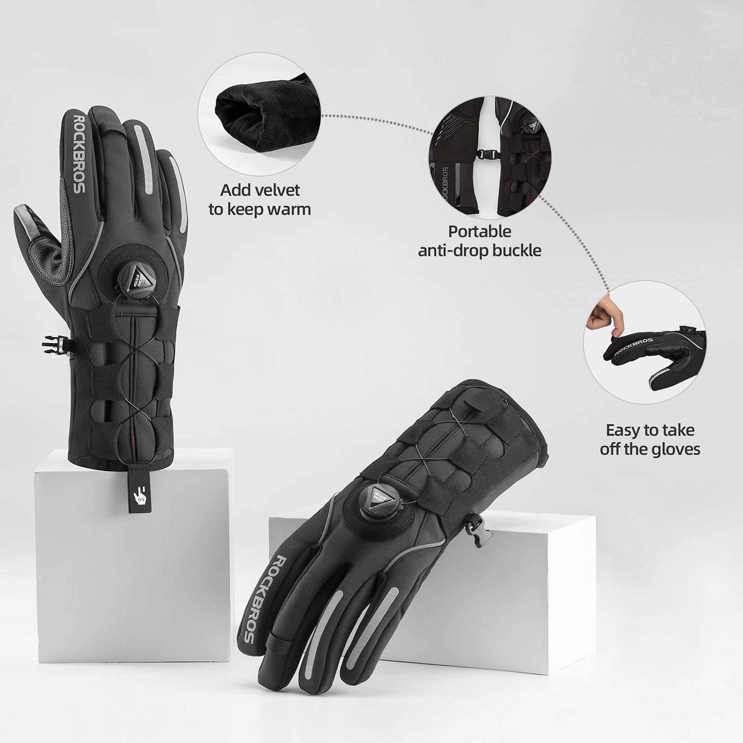 ROCKBROS Winter Skihandschuhe Touchscreen-Design Winddicht Unisex