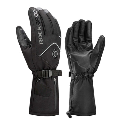 ROCKBROS Winter Skihandschuhe Wiederaufladbare Beheizte Handschuhe Schwarz