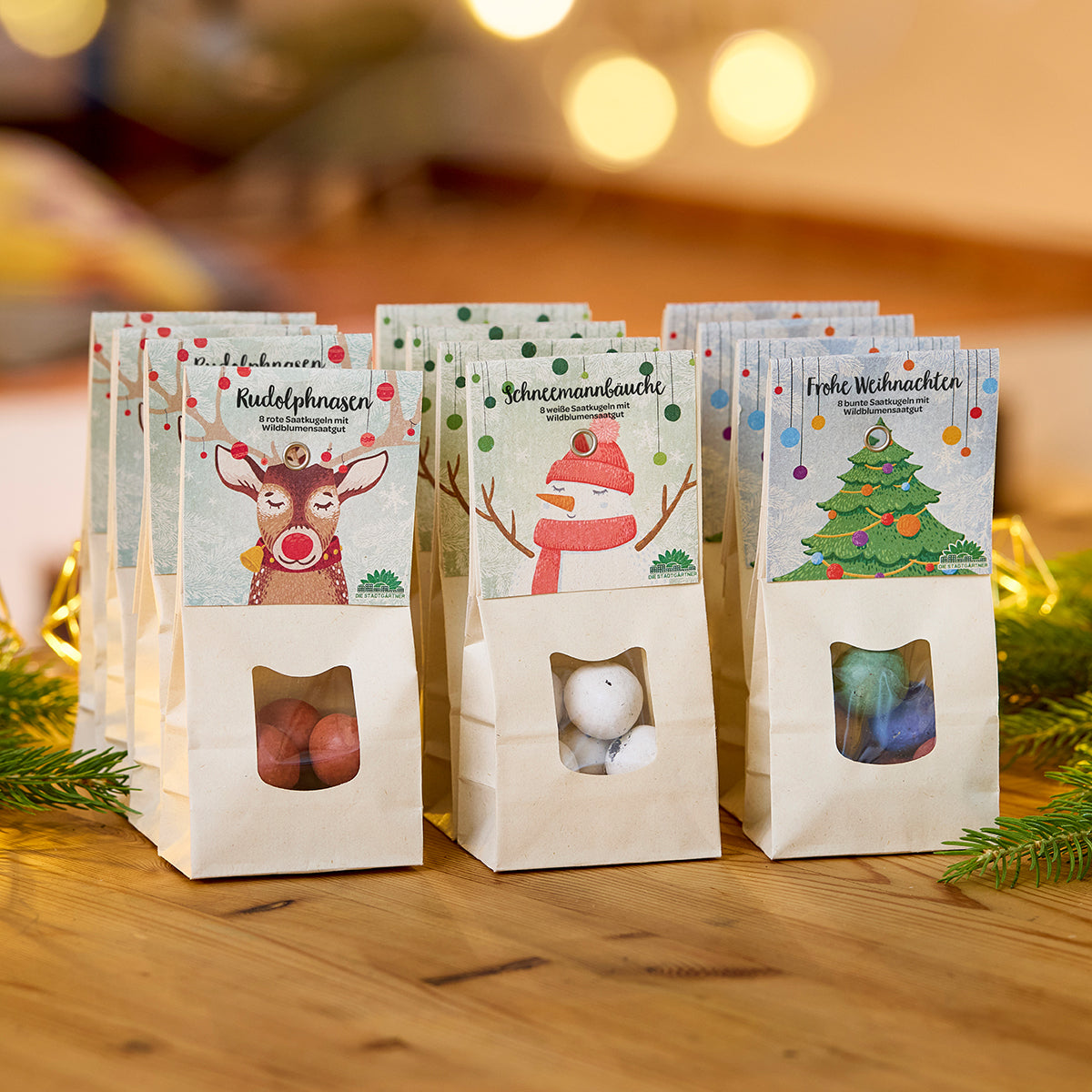 Weihnachtliche Saatkugeln im 3er-Set